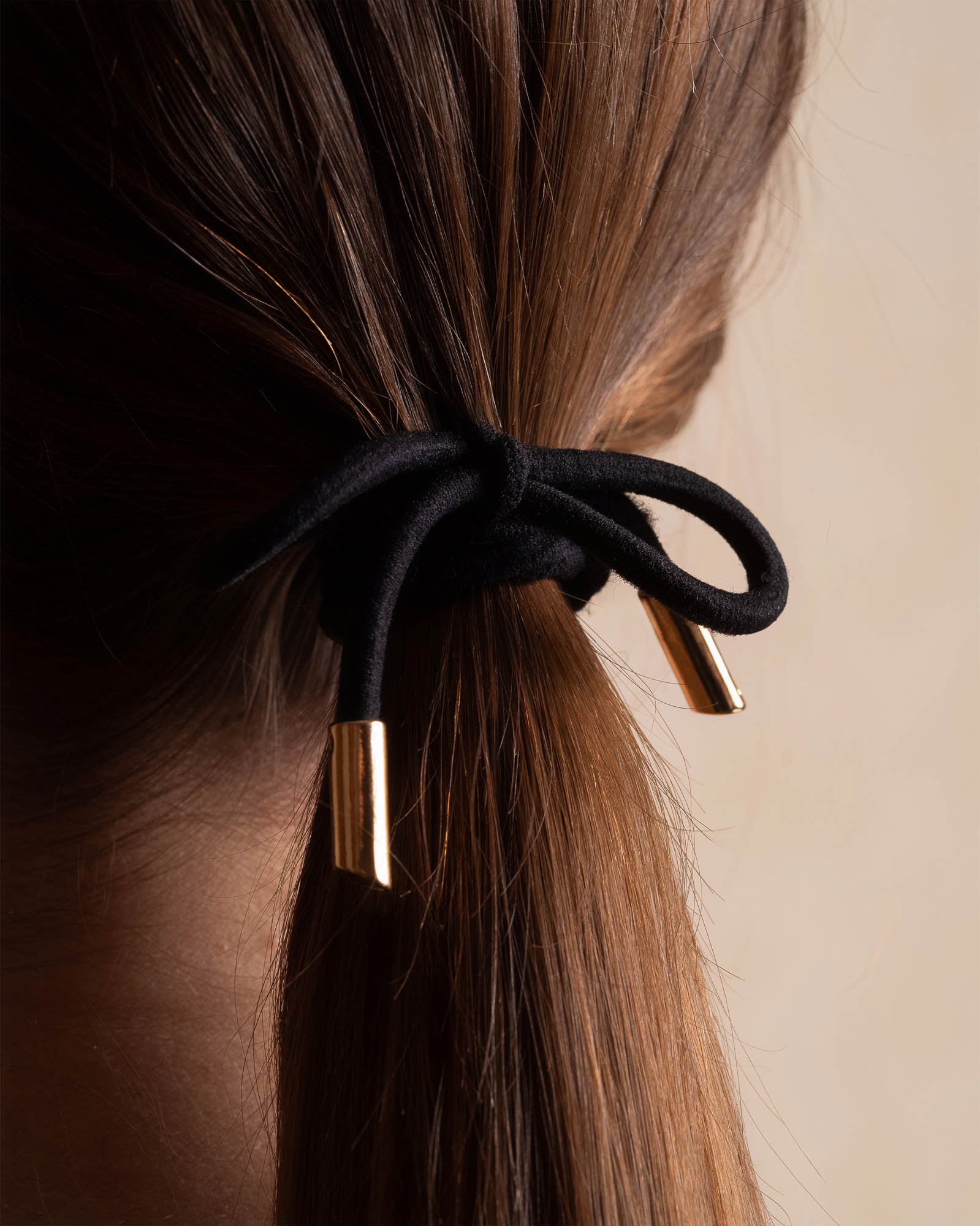 Hair Tie Bow Metal Plain Black - Image 3